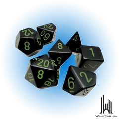 OPAQUE 7-DIE SET POLYHEDRAL BLACK/GREEN